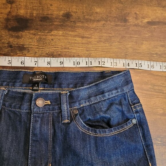 Talbots Jeans Womens 2 Straight Crop Low Rise Button Flap Pocket Dark Wash Denim - Picture 6 of 11